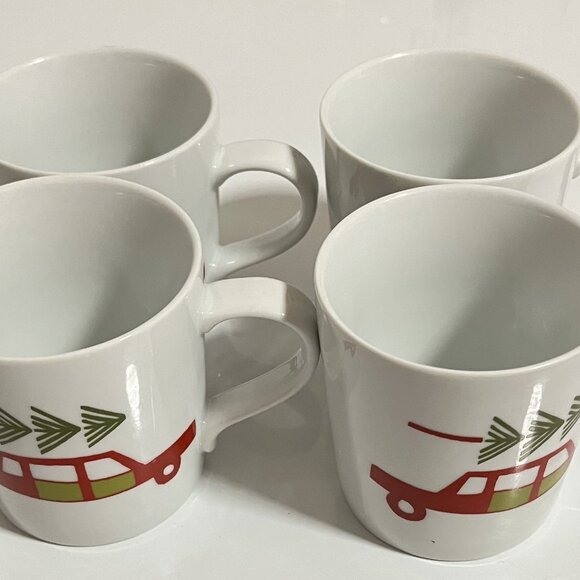 CRATE & BARREL Julia Rothman SET of 4 CHRISTMAS COFFEE 6 oz MUG/CUP-UNUSED - Picture 2 of 7